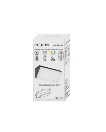 SOLDEN * APLIQUE EXTERIOR HORIZ. GRIS OSCURO LED IP65 - 9W - 3000K
